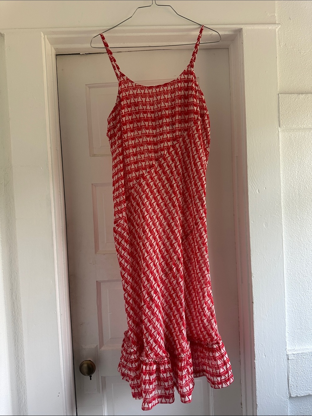Comme des Garçons CDG Red & White Geometric Sheer Slip Dress Made in Japan 🇯🇵